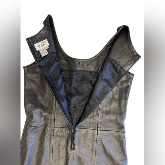 Apart Impressions 100% LEATHER Dress Vintage Sleeveless Black Size 8 EUC - Picture 7 of 10
